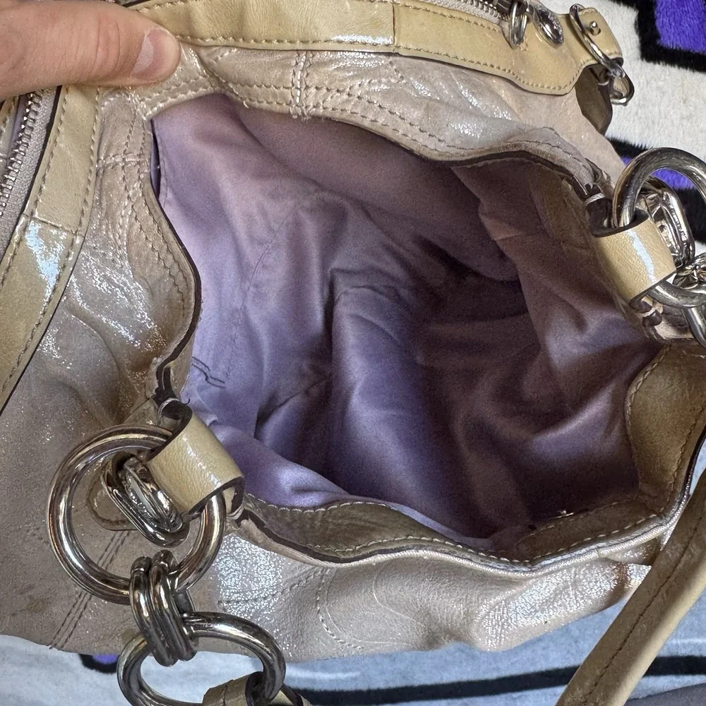 Coach Maggie Shimmer Hobo Champagne Gold 15727 Y2K Metallic Sateen Leather